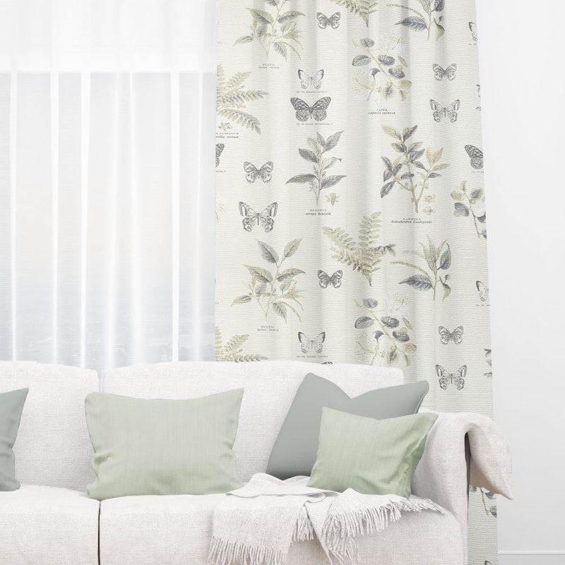 Darwin Oyster Gray Ready Made Curtains, Gray And Beige Patterned Curtains